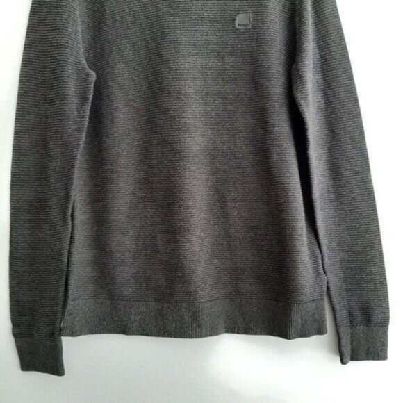 BENCH Crewneck Ribbed Sweater Textured Grey Men's Sz S - Picture 4 of 9